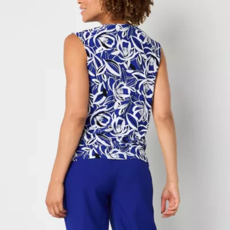 Black Label by Evan-Picone Womens Keyhole Neck Sleeveless Blouse