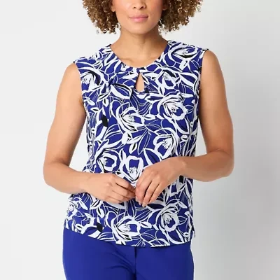 Black Label by Evan-Picone Womens Keyhole Neck Sleeveless Blouse