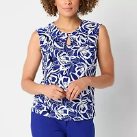 Black Label by Evan-Picone Womens Keyhole Neck Sleeveless Blouse