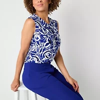 Black Label by Evan-Picone Womens Keyhole Neck Sleeveless Blouse