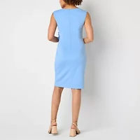 Jessica Howard Floral Applique Womens Short Sleeve Sheath Dress