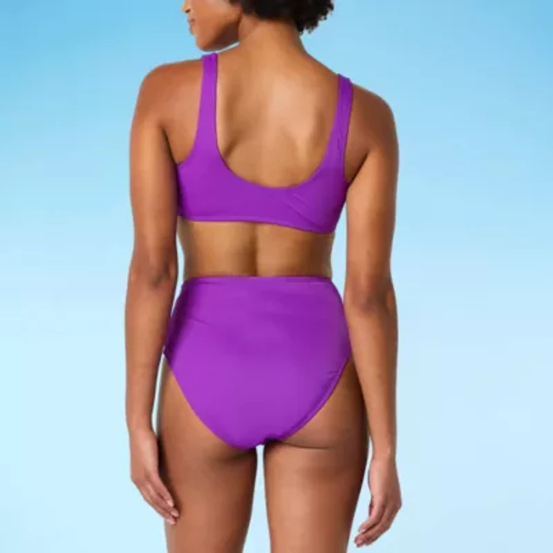 Decree Womens Neon Textured Juniors Bralette Bikini Swimsuit Top