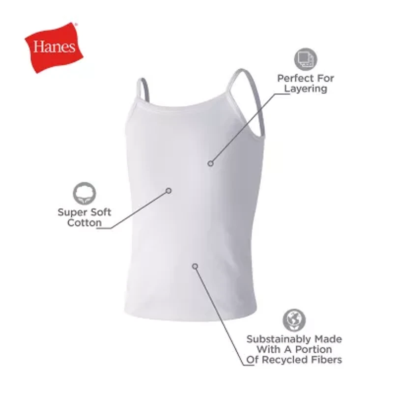 Hanes Ultimate EcoSmart Little & Big Girls 4 Pack Square Neck Camisole