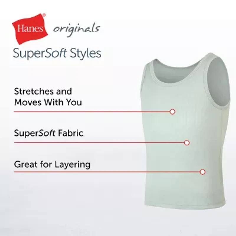 Hanes Originals Supersoft Little & Big Kid Girls U Neck Sleeveless 4 Pack Tank