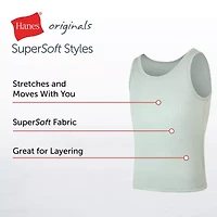 Hanes Originals Supersoft Little & Big Kid Girls U Neck Sleeveless 4 Pack Tank