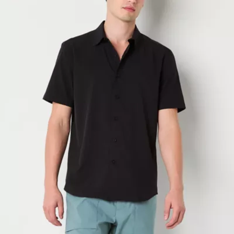 Stylus Mens Short Sleeve Fitted Regular Fit Button-Down Shirt