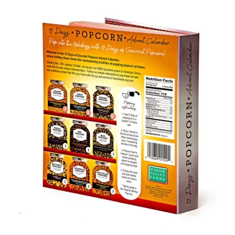 Wabash Valley Farms 12 Days Of Holiday Popping Advent Calendar & Whirley Pop Stove Top Popcorn Popper Food Set
