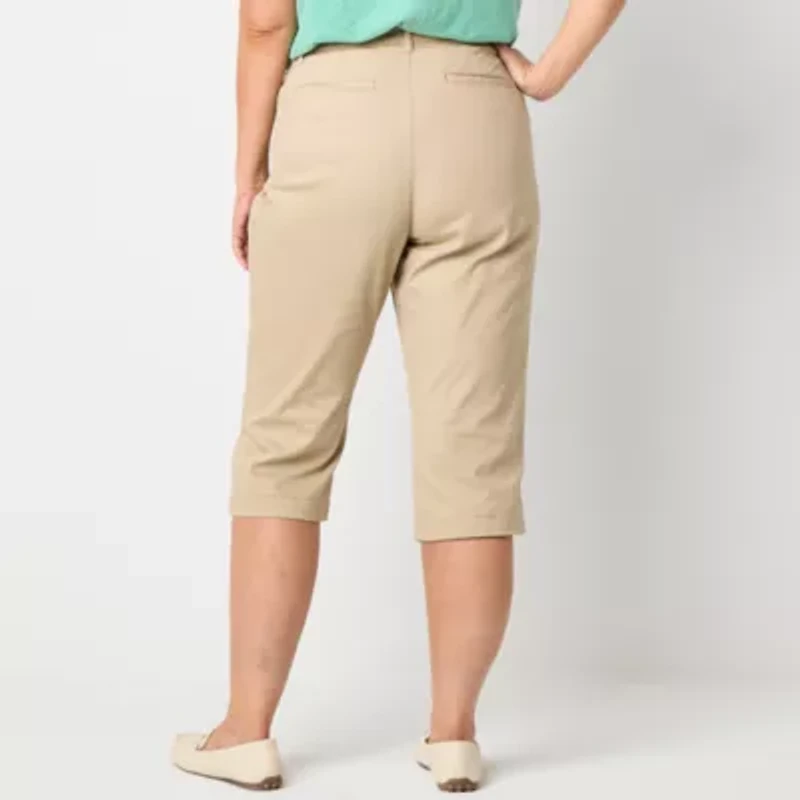 St. John's Bay Secretly Slender Womens Straight Mid Rise Plus Capri Pant