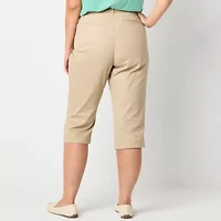 St. John's Bay Secretly Slender Womens Straight Mid Rise Plus Capri Pant