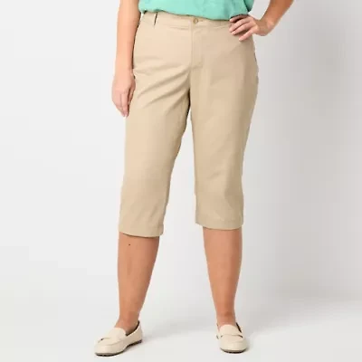 St. John's Bay Secretly Slender Womens Straight Mid Rise Plus Capri Pant