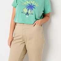 St. John's Bay Secretly Slender Womens Straight Mid Rise Plus Capri Pant