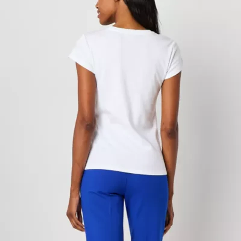 Liz Claiborne Womens Crew Neck Short Sleeve T-Shirt