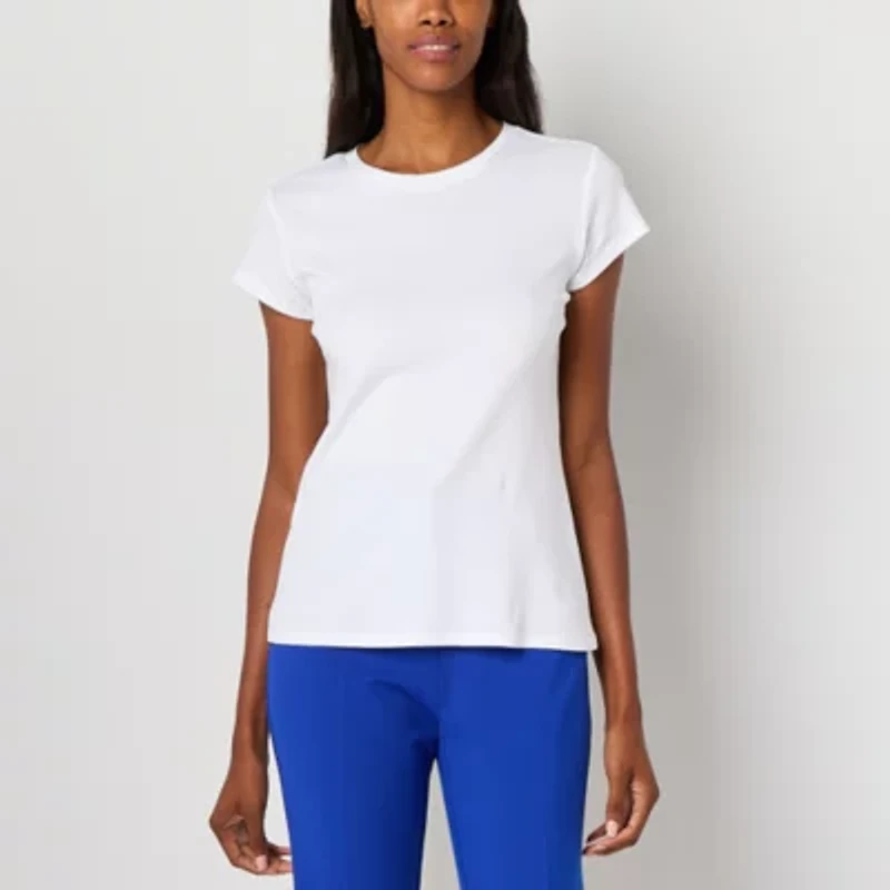 Liz Claiborne Womens Crew Neck Short Sleeve T-Shirt