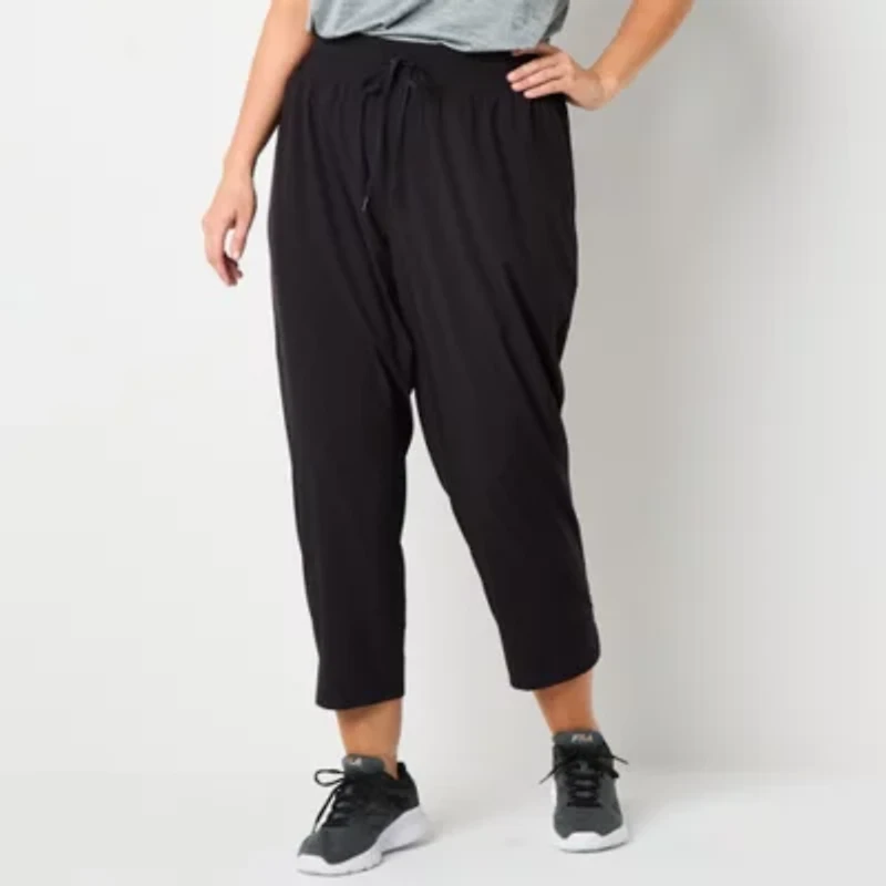 Xersion Womens Plus FeatherLite Woven Mid Rise Tapared Pull-On Pants