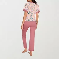 Ilusion Womens Round Neck Short Sleeve 2-pc. Pajama Sets