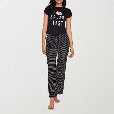 Ilusion Womens Round Neck Short Sleeve 2-pc. Pajama Sets