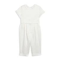 Mia & Mimi Christening Baby Boys Short Sleeve 3-pc. Romper