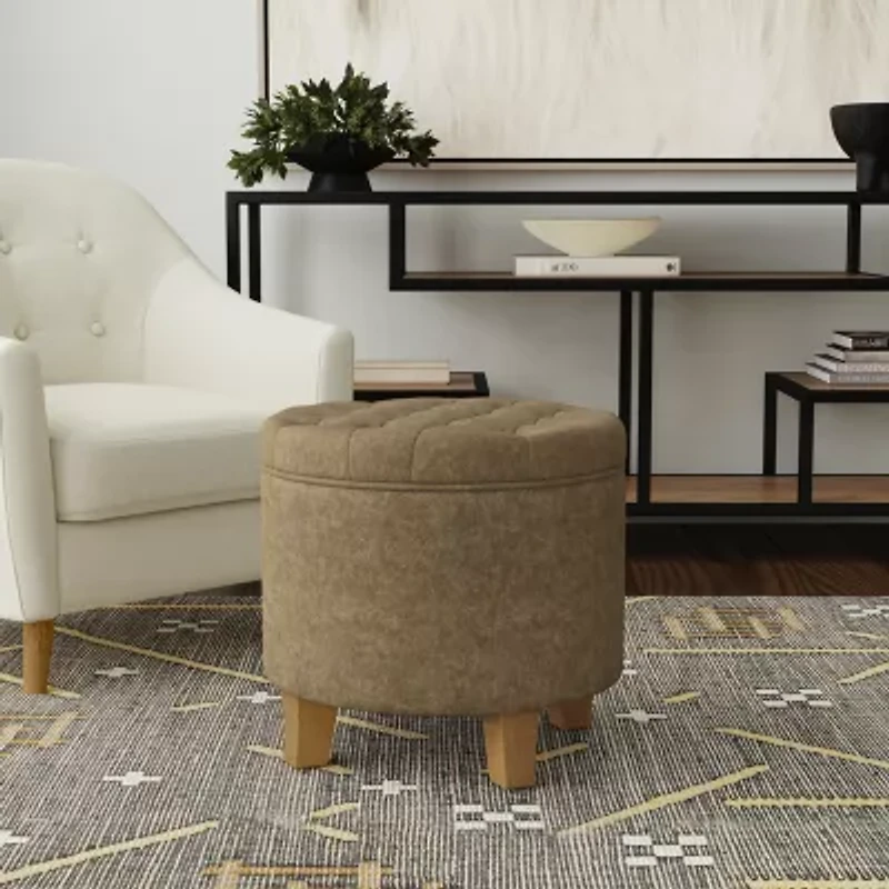 Homepop Storage Tufted Lift-Top Ottoman
