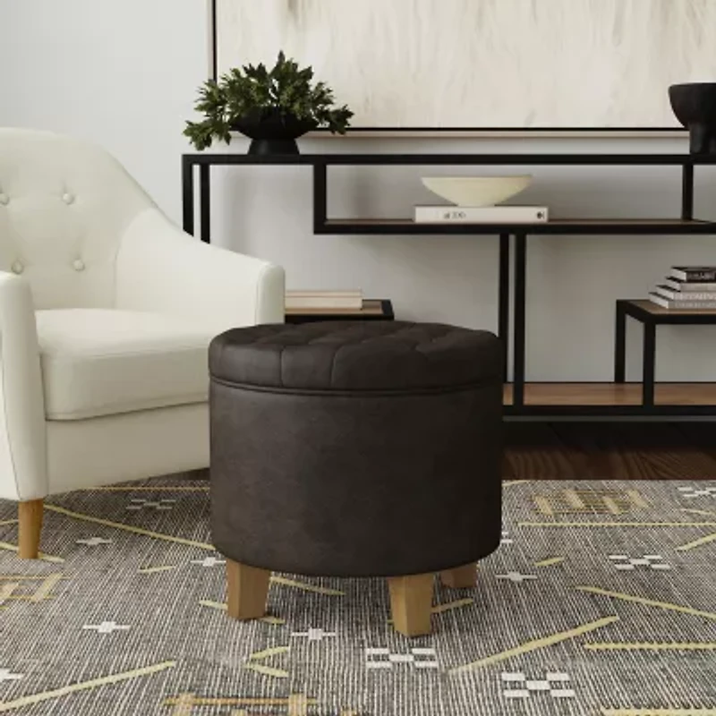 Homepop Storage Tufted Lift-Top Ottoman