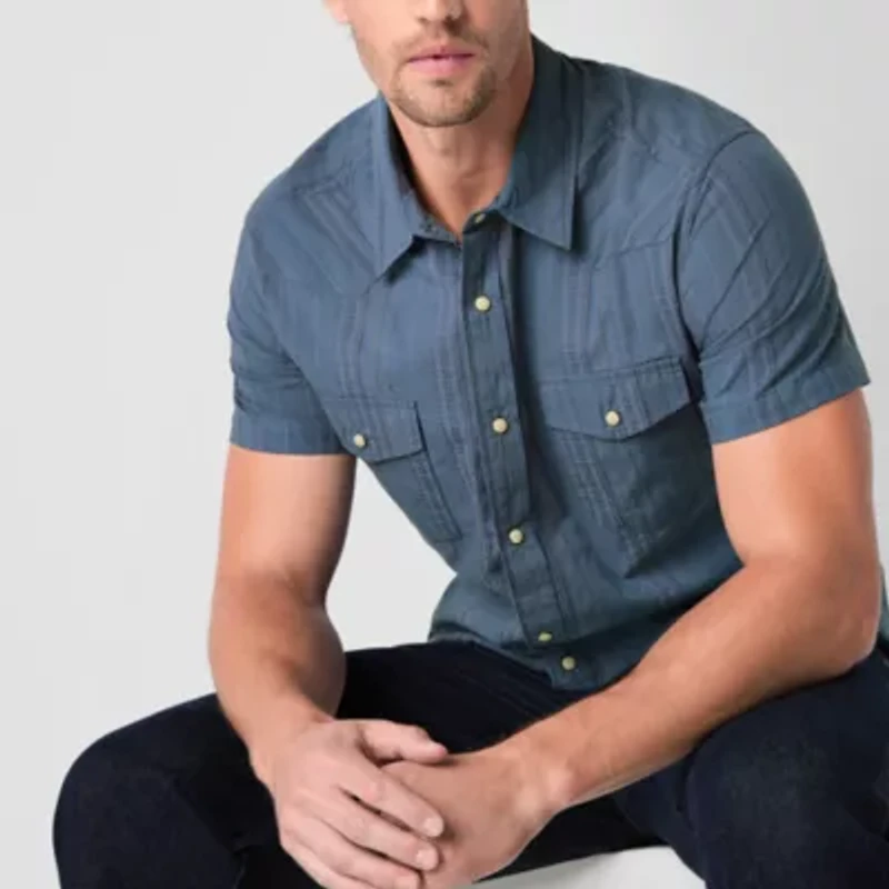 Frye and Co. Mens Short Sleeve Regular Fit Button-Down Shirt