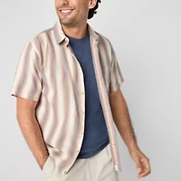 mutual weave Mens Short Sleeve Regular Fit Button-Down Shirt