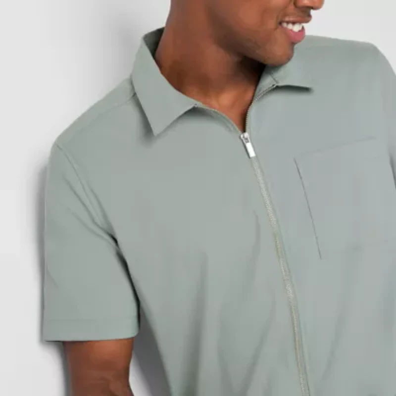 Stylus Mens Short Sleeve Zip Front Pocket T-Shirt