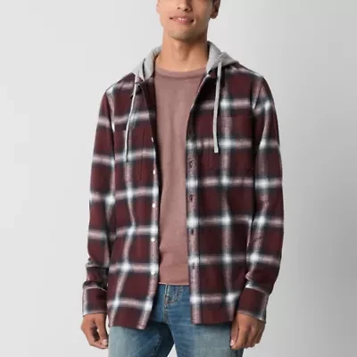 Arizona Mens Hooded Big and Tall Shirt Jacket