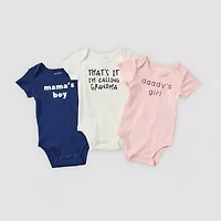 Okie Dokie Baby Girls Round Neck Short Sleeve Rib Bodysuit