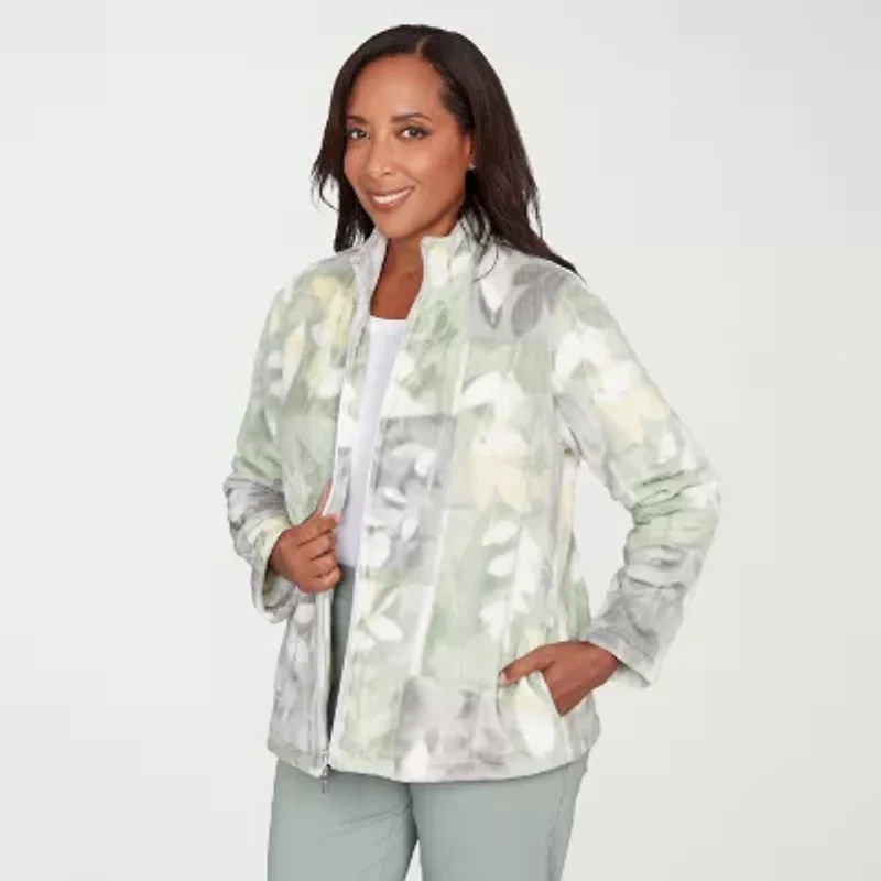Alfred Dunner Stockbridge Womens Fleece Lightweight Jacket