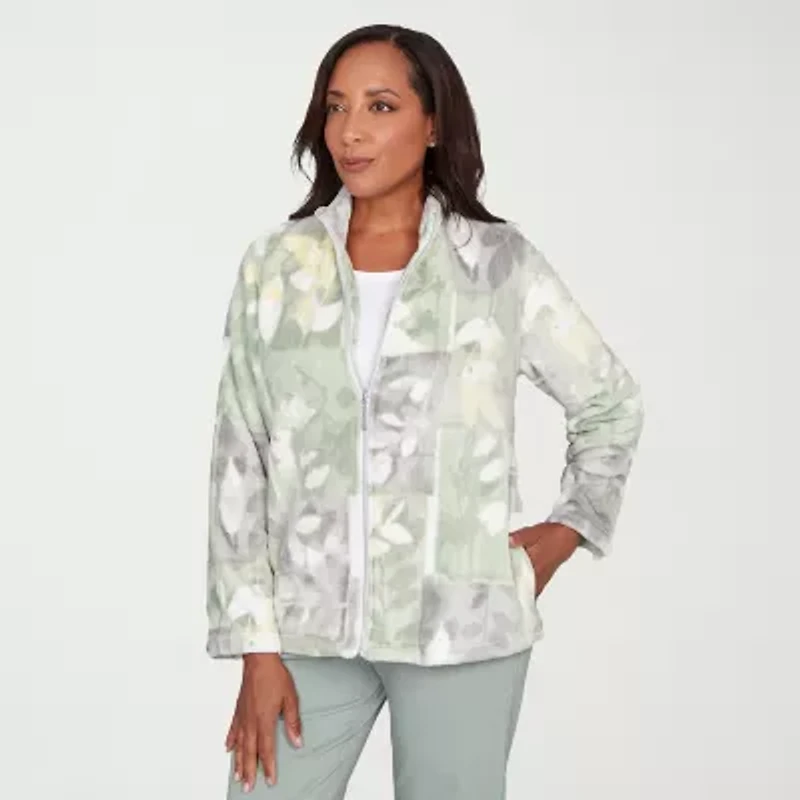 Alfred Dunner Stockbridge Womens Fleece Lightweight Jacket