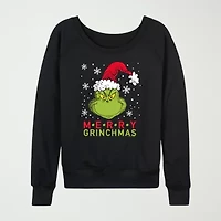 Womens Crew Neck Long Sleeve Regular Fit Grinch Graphic T-Shirt