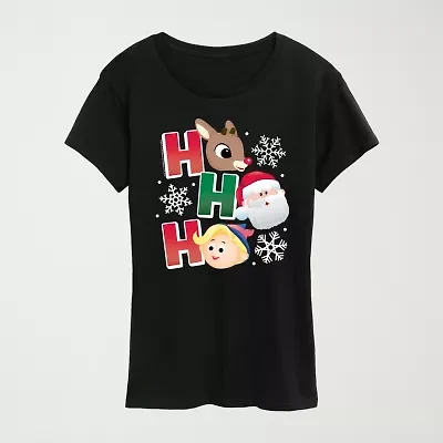 Womens Crew Neck Short Sleeve Regular Fit Rudolph Graphic T-Shirt