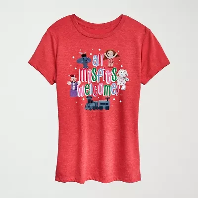 Womens Crew Neck Short Sleeve Regular Fit Rudolph Graphic T-Shirt