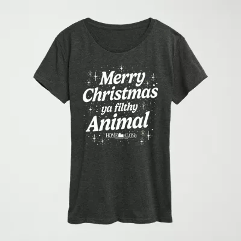 Womens Crew Neck Short Sleeve Regular Fit Graphic T-Shirt