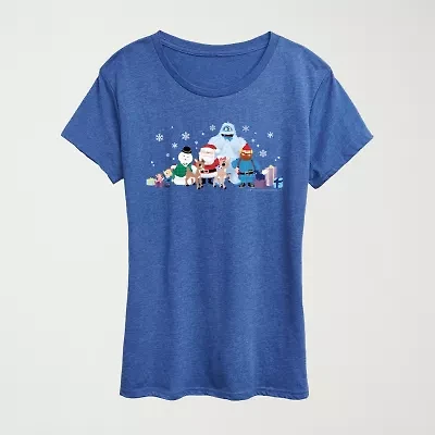 Womens Crew Neck Short Sleeve Regular Fit Rudolph Graphic T-Shirt