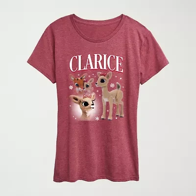 Womens Crew Neck Short Sleeve Regular Fit Rudolph Graphic T-Shirt