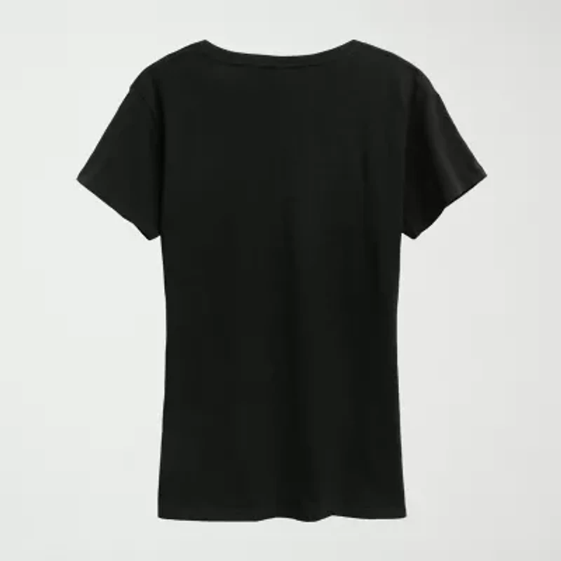 Womens Crew Neck Short Sleeve Regular Fit Princess Graphic T-Shirt