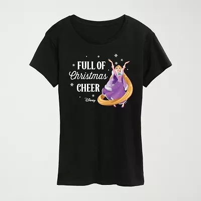 Womens Crew Neck Short Sleeve Regular Fit Princess Graphic T-Shirt