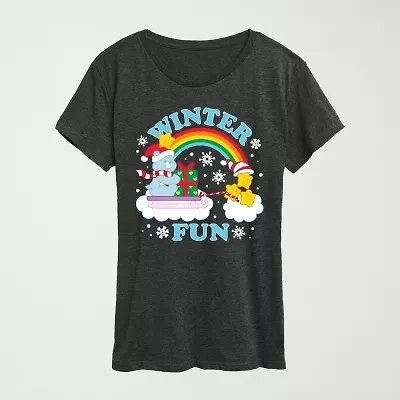 Womens Crew Neck Short Sleeve Regular Fit Care Bears Graphic T-Shirt