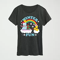 Womens Crew Neck Short Sleeve Regular Fit Care Bears Graphic T-Shirt