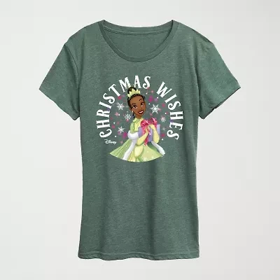 Womens Crew Neck Short Sleeve Regular Fit Princess Graphic T-Shirt