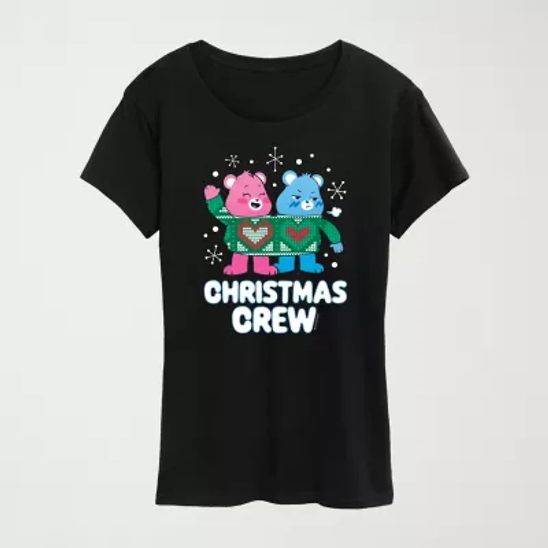 Womens Crew Neck Short Sleeve Regular Fit Care Bears Graphic T-Shirt