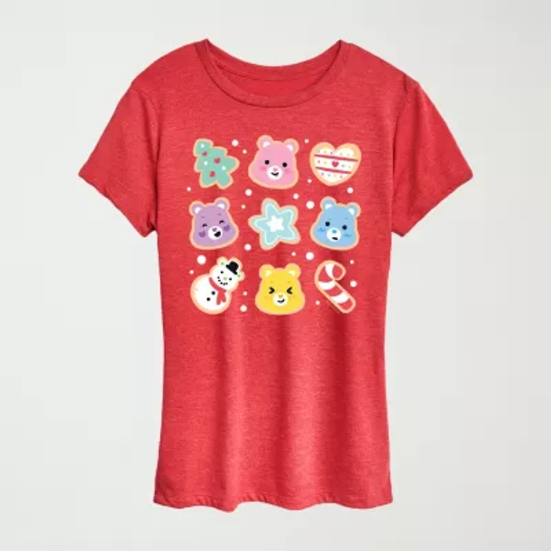Womens Crew Neck Short Sleeve Regular Fit Care Bears Graphic T-Shirt