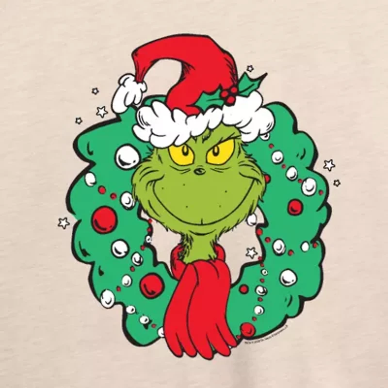 Womens Round Neck Long Sleeve Regular Fit Grinch Graphic T-Shirt