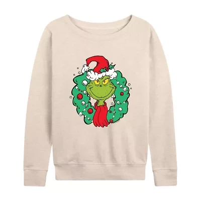 Womens Round Neck Long Sleeve Regular Fit Grinch Graphic T-Shirt