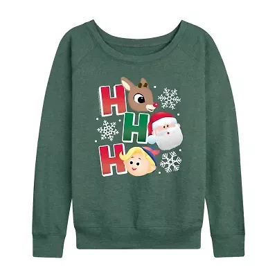 Womens Round Neck Long Sleeve Regular Fit Rudolph Graphic T-Shirt