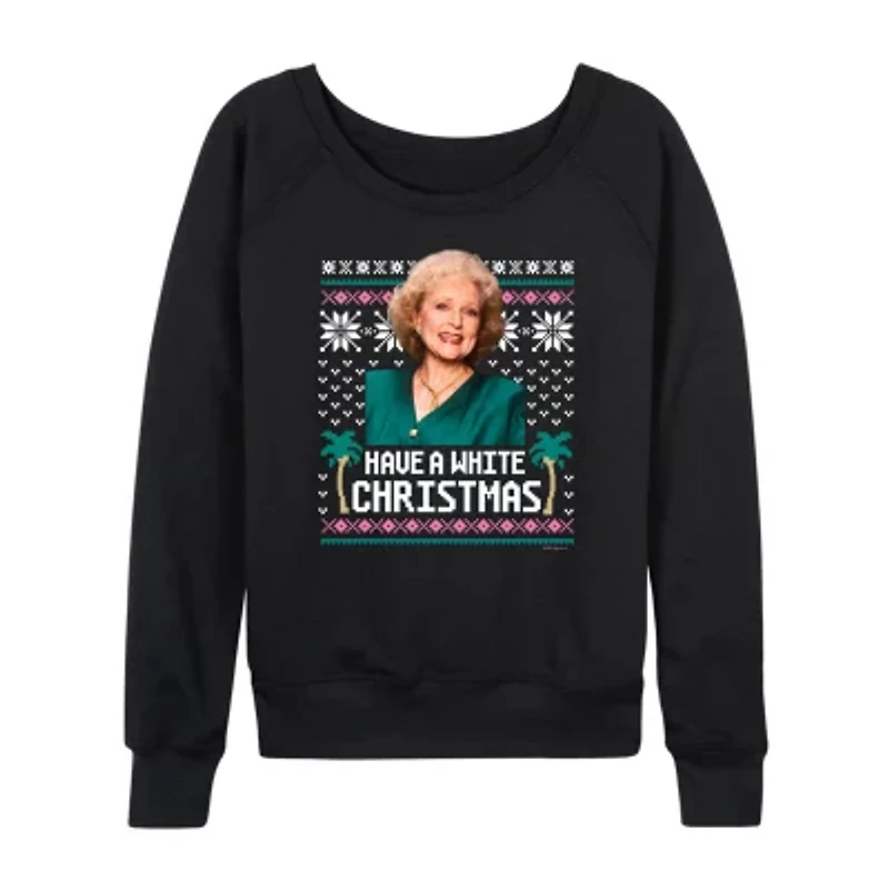 Womens Boat Neck Long Sleeve Regular Fit Graphic T-Shirt