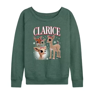 Womens Boat Neck Long Sleeve Regular Fit Rudolph Graphic T-Shirt