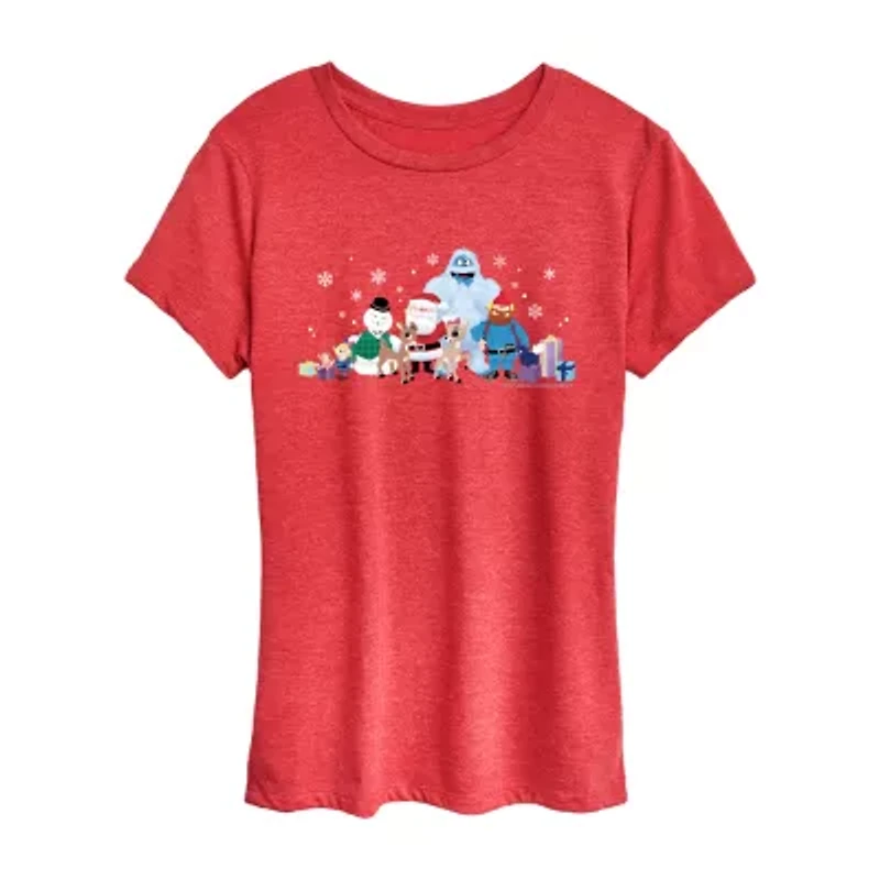 Womens Crew Neck Short Sleeve Regular Fit Rudolph Graphic T-Shirt