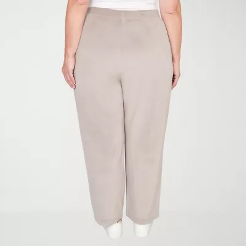Alfred Dunner Calm Luxe Womens Plus Short Straight Mid Rise Lounge Pant